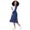 All-over print long sleeve midi dress