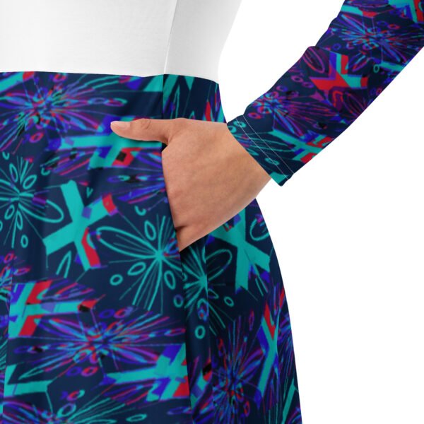 All-over print long sleeve midi dress