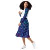 All-over print long sleeve midi dress