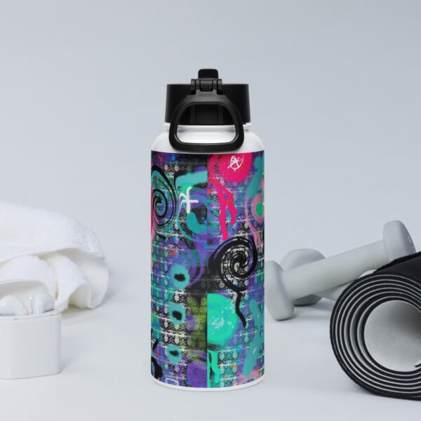 Stainless steel water bottle with a straw lid
