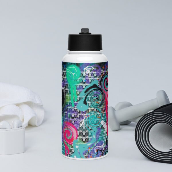 Stainless steel water bottle with a straw lid