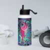 Stainless steel water bottle with a straw lid