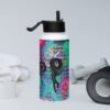 Stainless steel water bottle with a straw lid