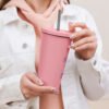 Insulated tumbler with a straw